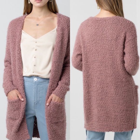 Love Mauve Soft Textured Long Cardigan Sweater Sm - Picture 2 of 2
